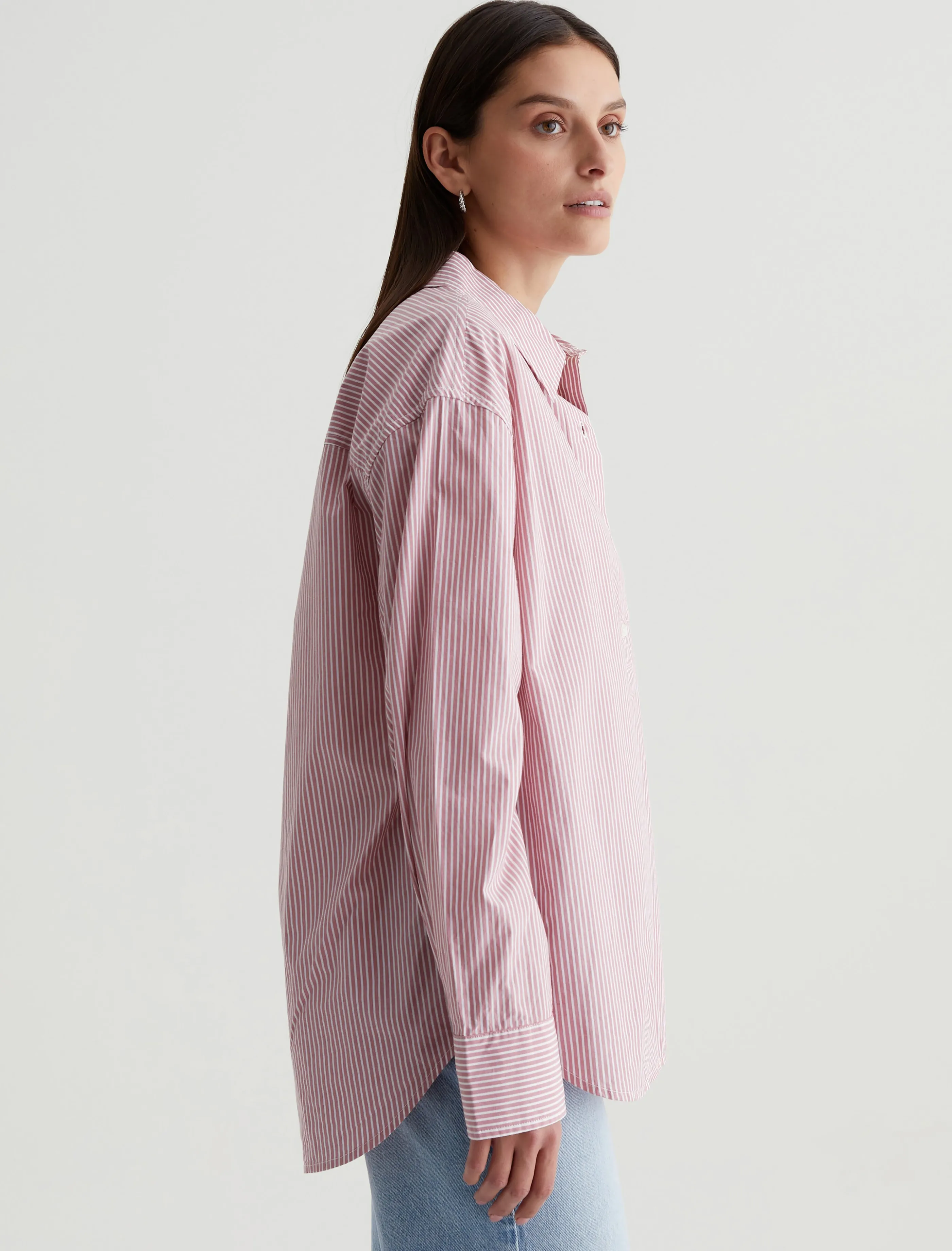 AG Jeans Addison Shirt Bay Stripe Pink Multi Sale