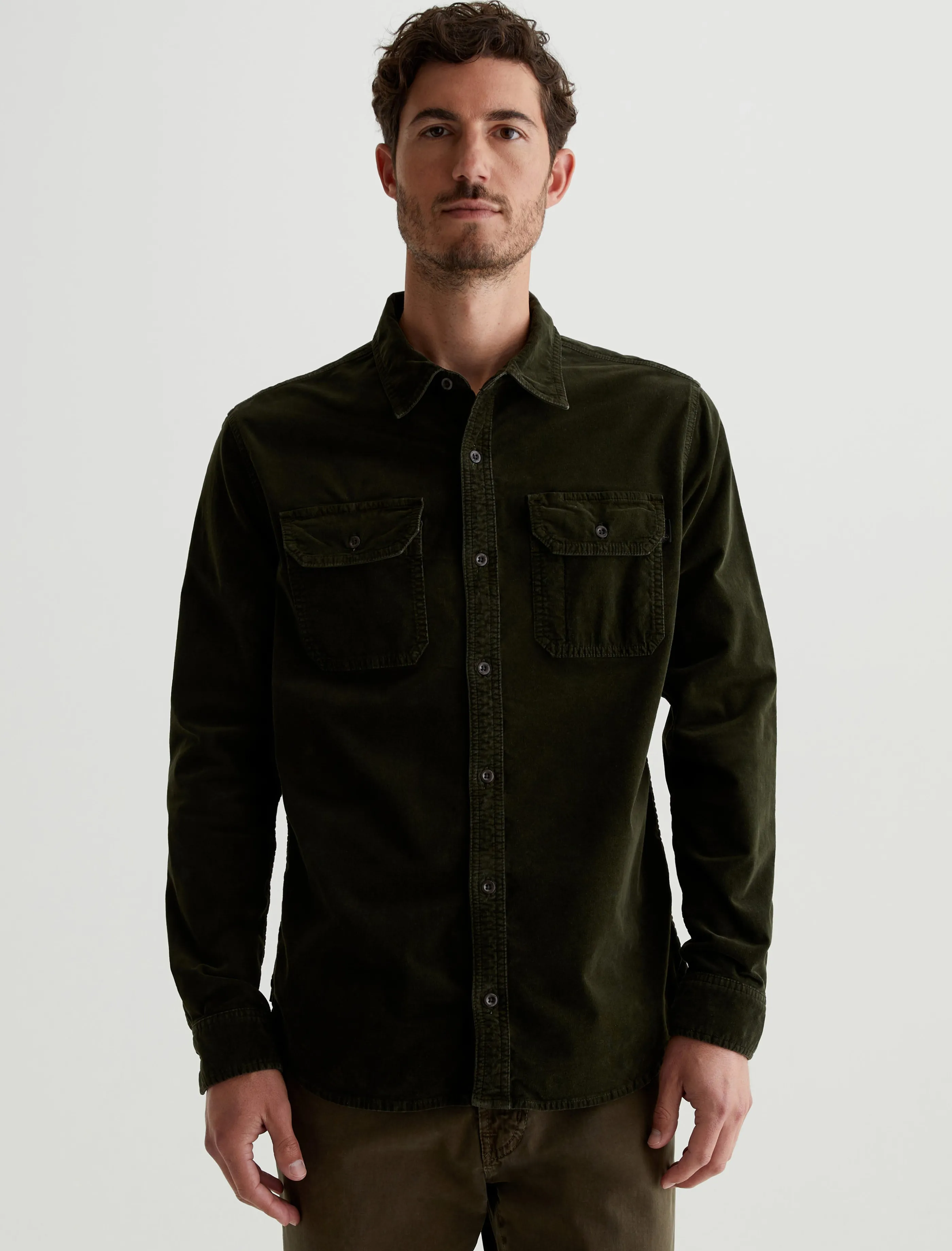 AG Jeans Aiden Utility Corduroy Shirt Sulfur Dried Cedar Discount