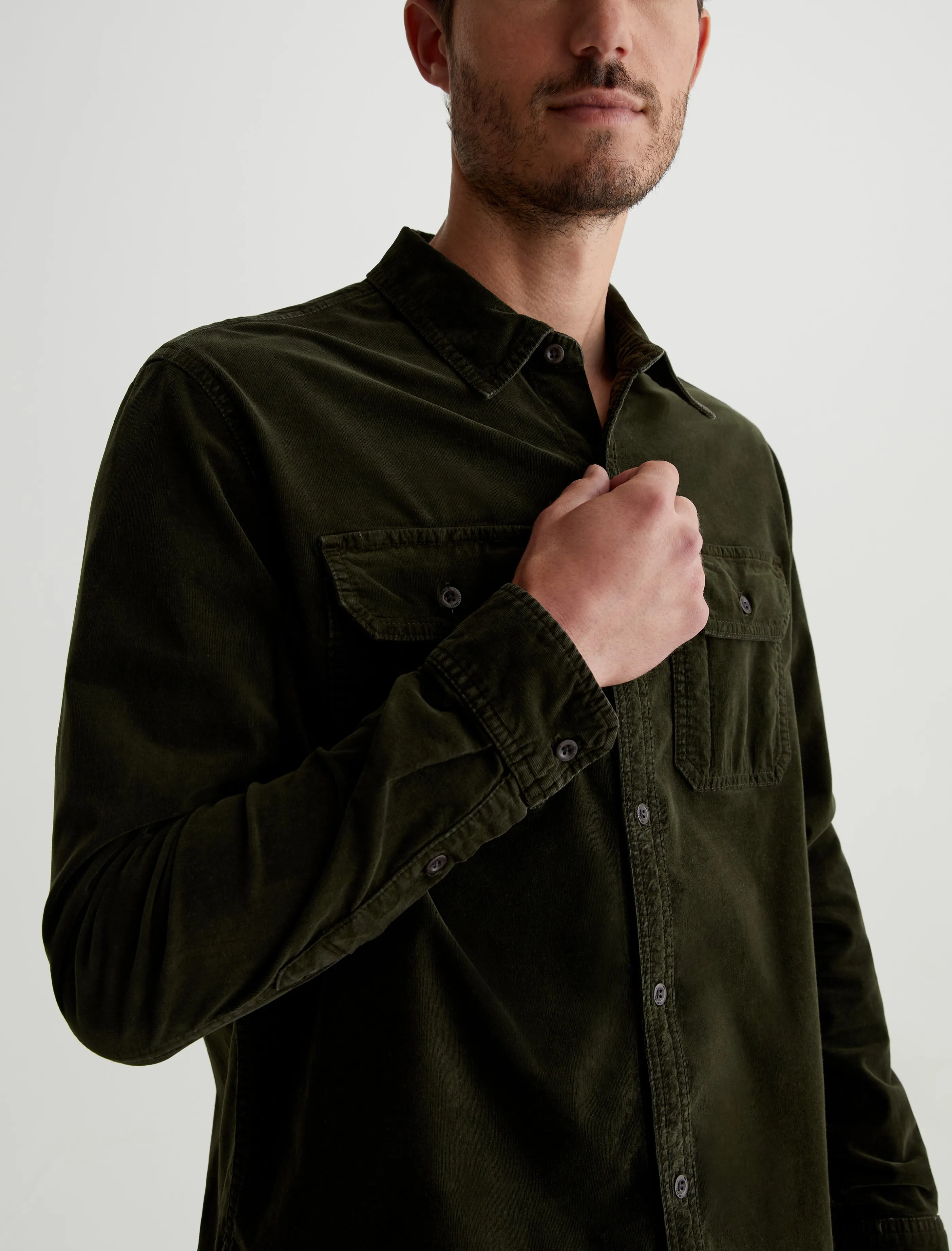 AG Jeans Aiden Utility Corduroy Shirt Sulfur Dried Cedar Discount