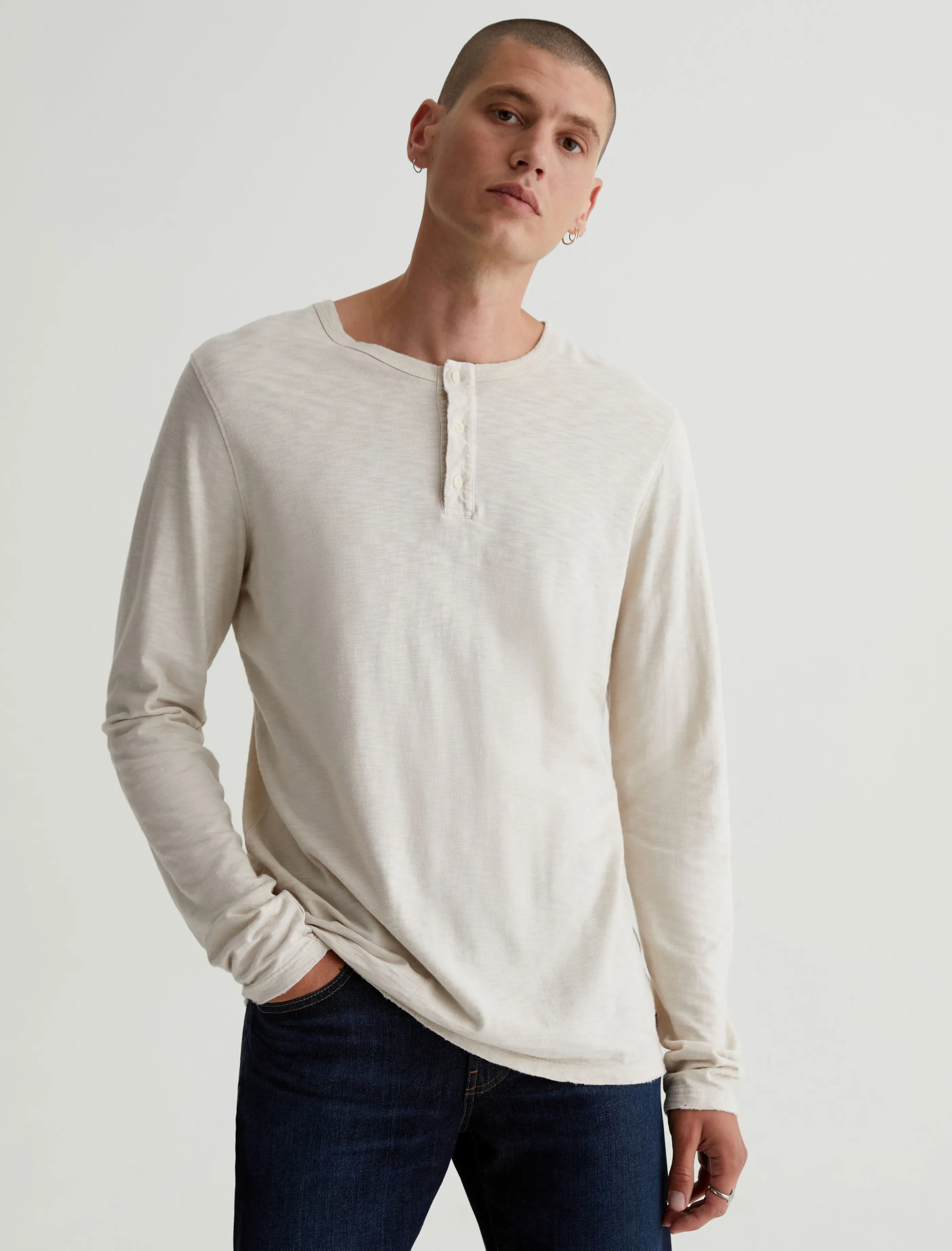 AG Jeans Bryce Long Sleeve Henley 5 Years Dried Spring Sale