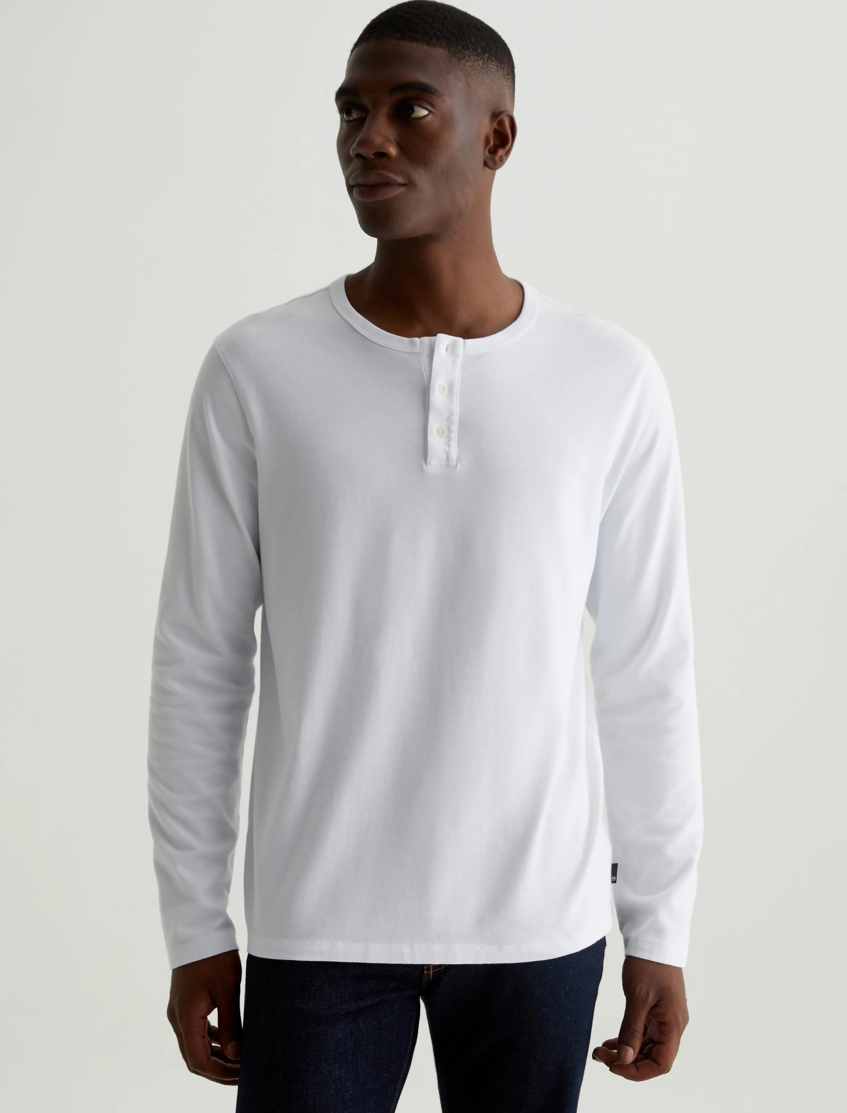 AG Jeans Bryce Long Sleeve Henley True White Fashion