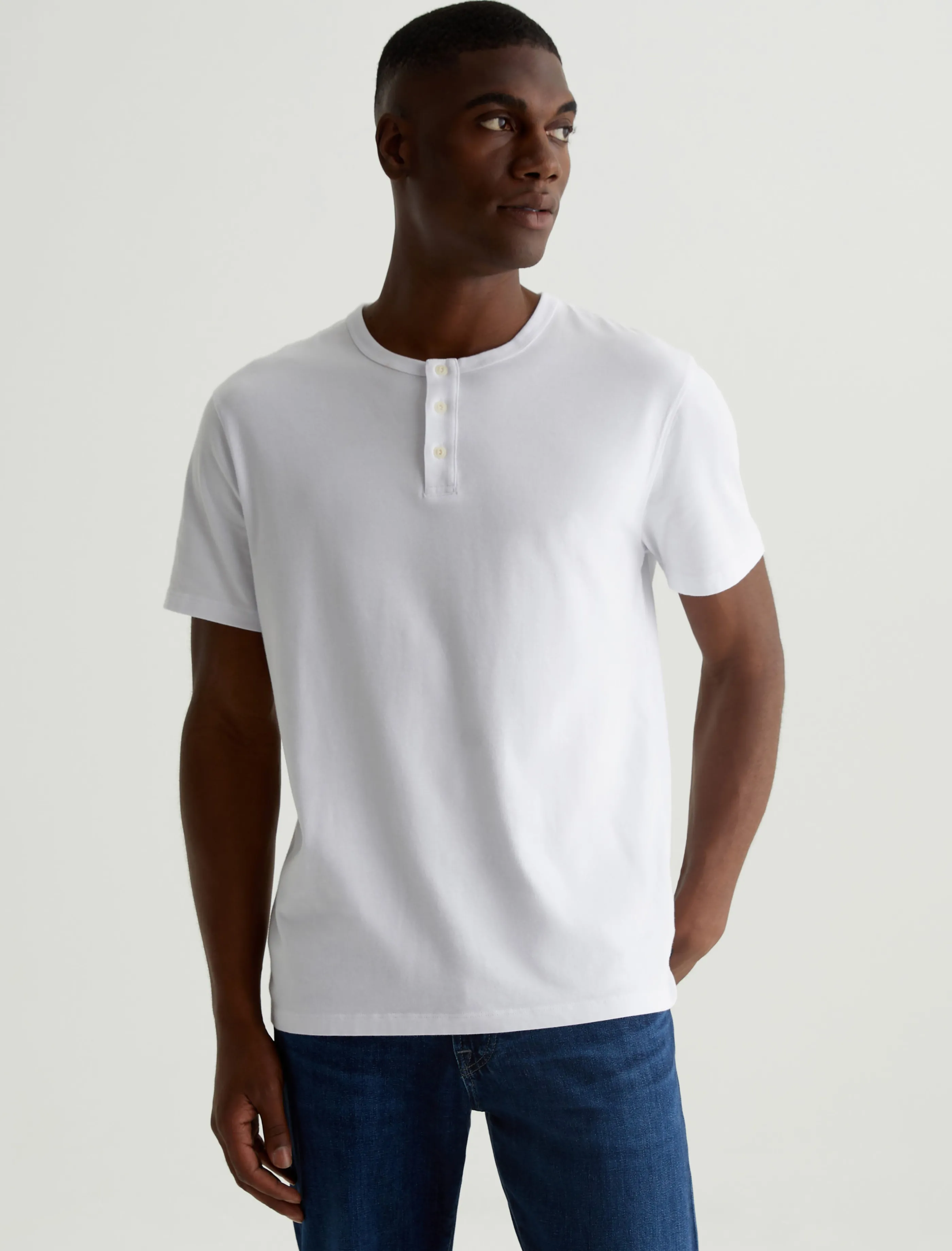 AG Jeans Bryce Short Sleeve Henley True White Online