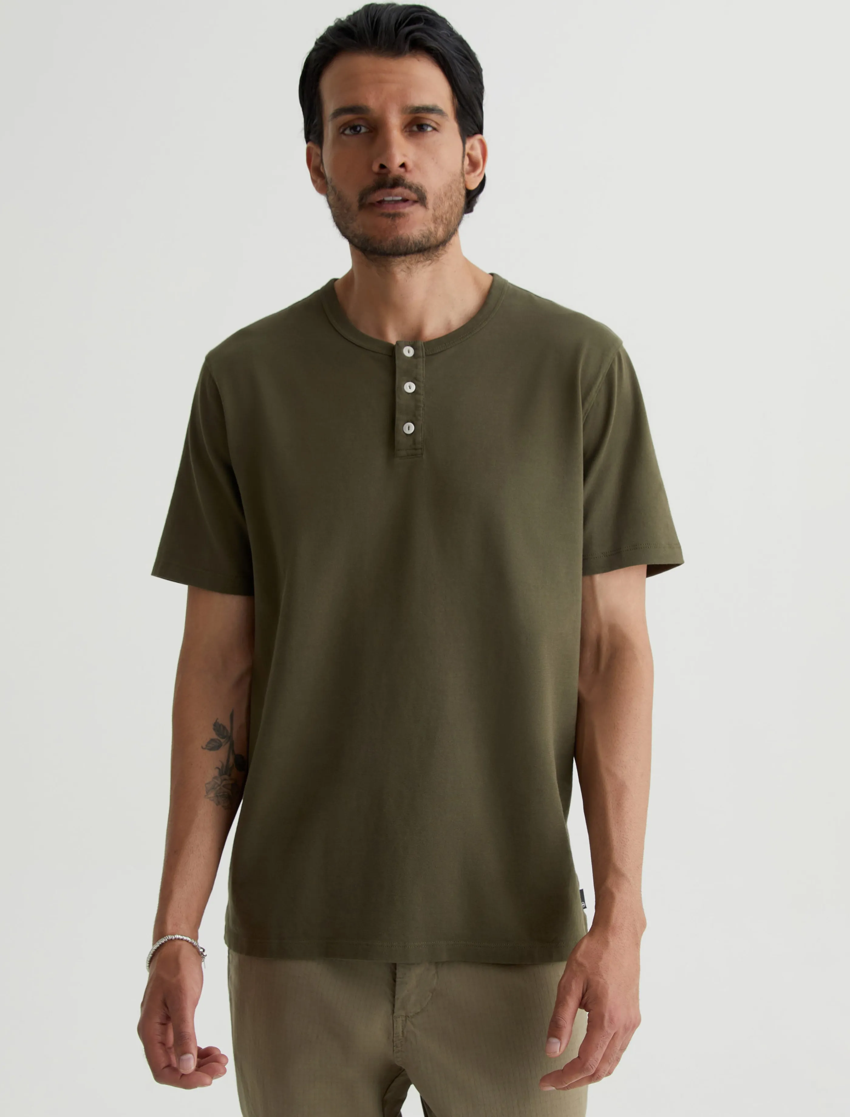 AG Jeans Bryce Short Sleeve Henley Shady Moss Clearance