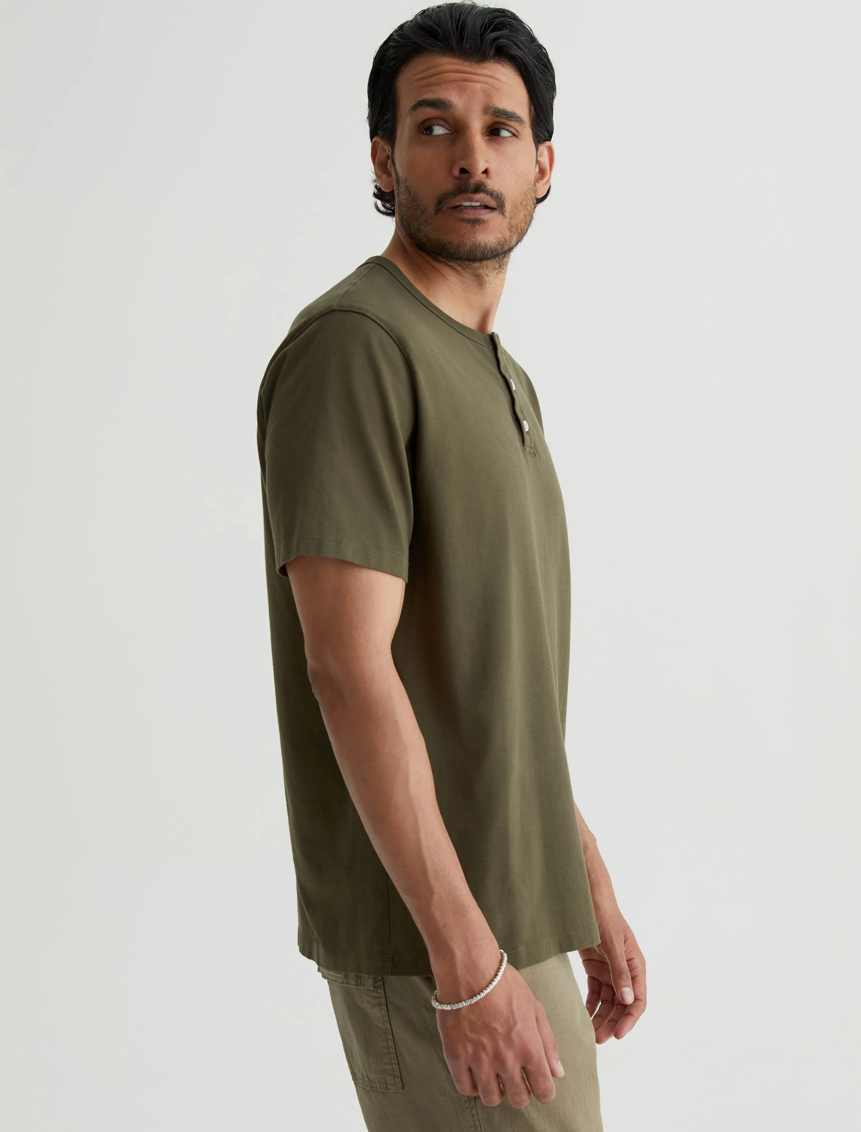 AG Jeans Bryce Short Sleeve Henley Shady Moss Clearance