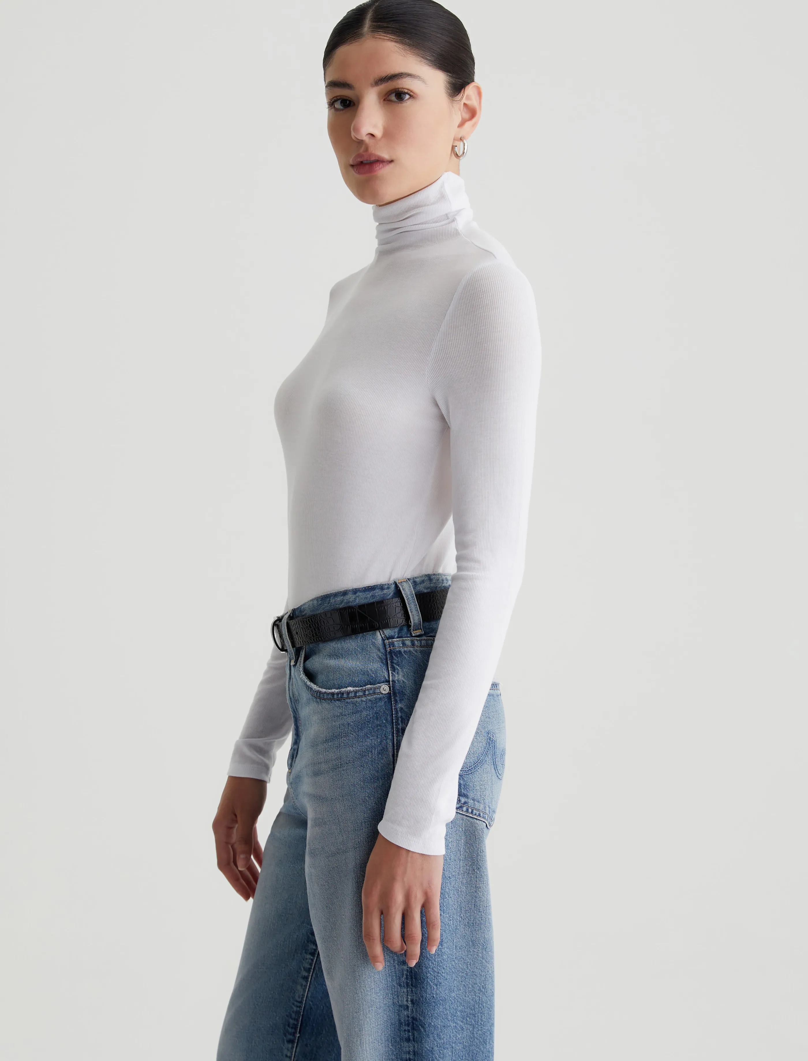 AG Jeans Chels Turtleneck True White Flash Sale