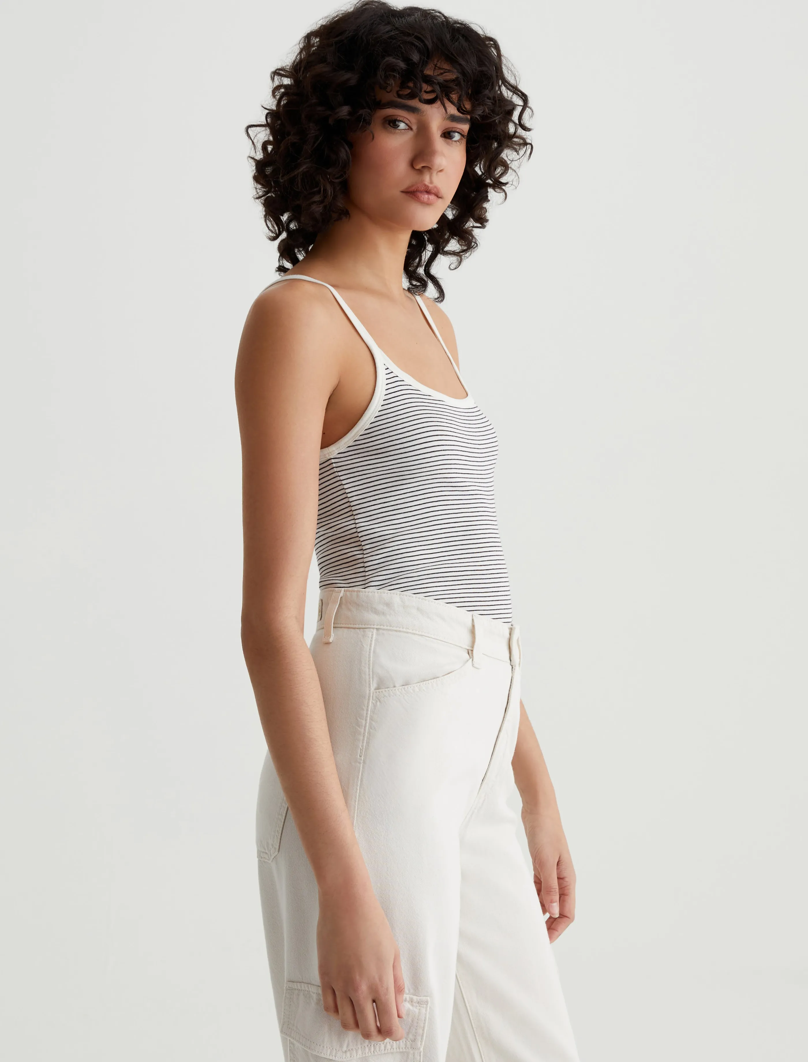 AG Jeans Claire Tank Pencil Stripe Ex-White/True Black Sale