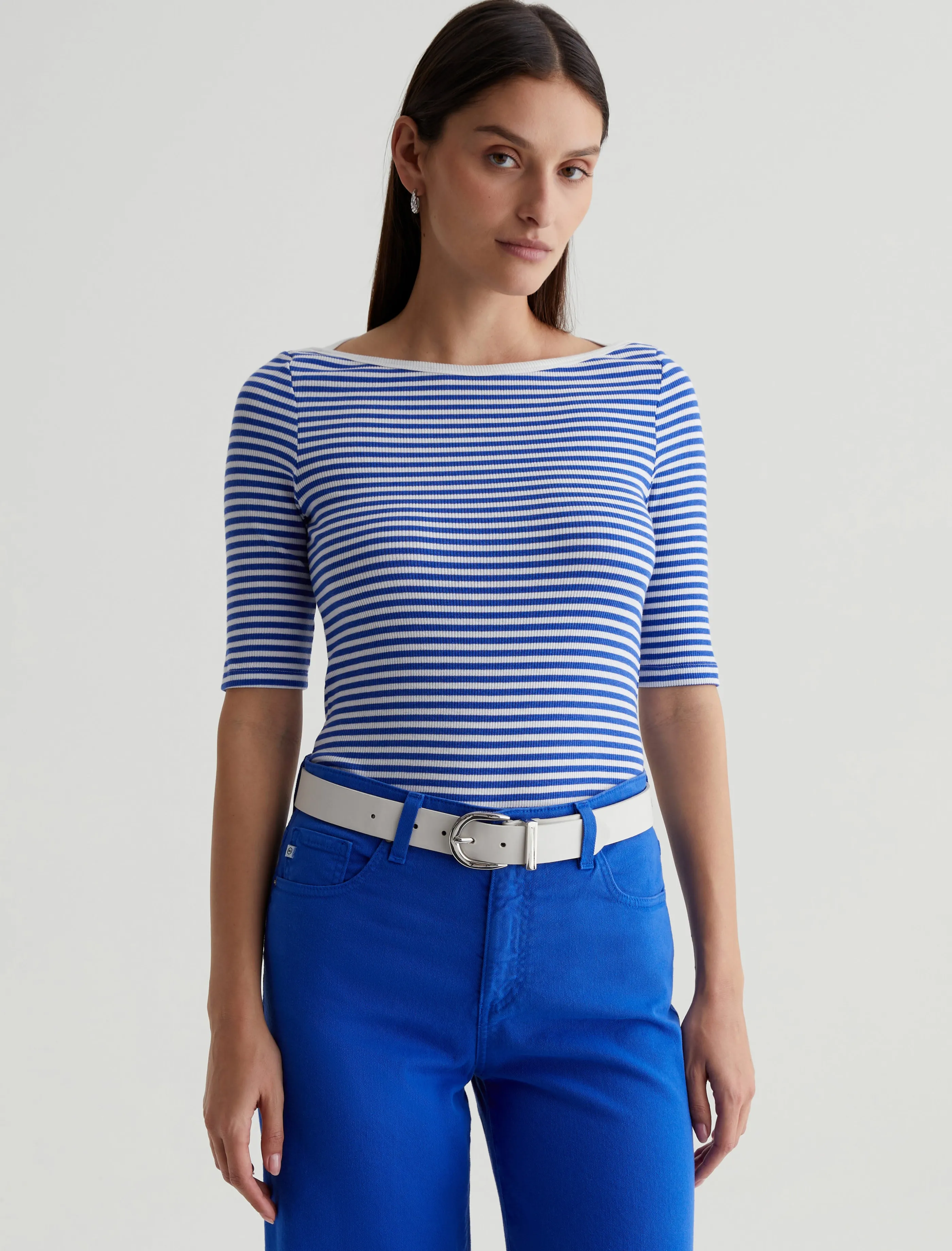 AG Jeans Connie Top Capri Stripe Ex-White/Electric Blue Shop