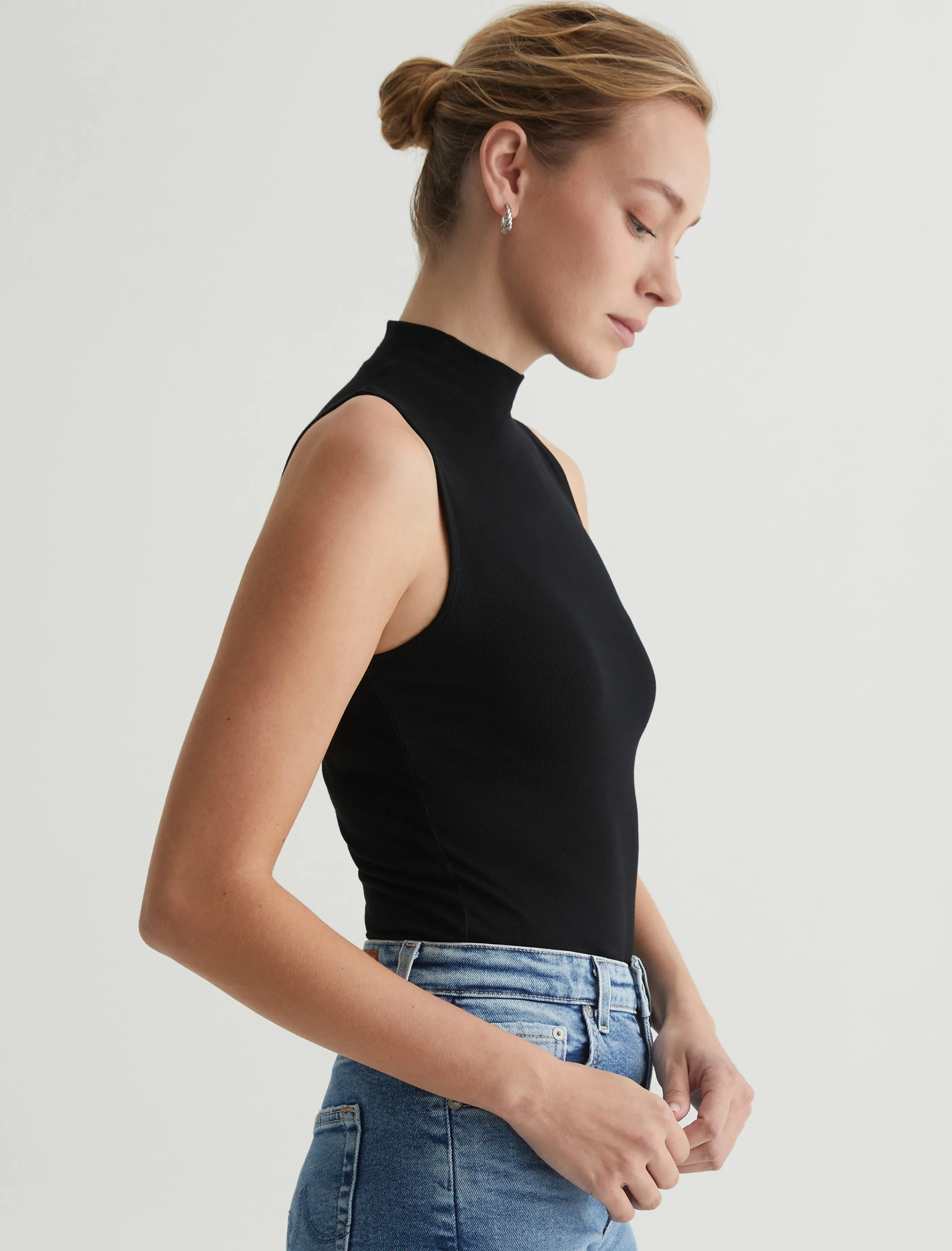 AG Jeans Edie Sleeveless Turtleneck True Black Best Sale