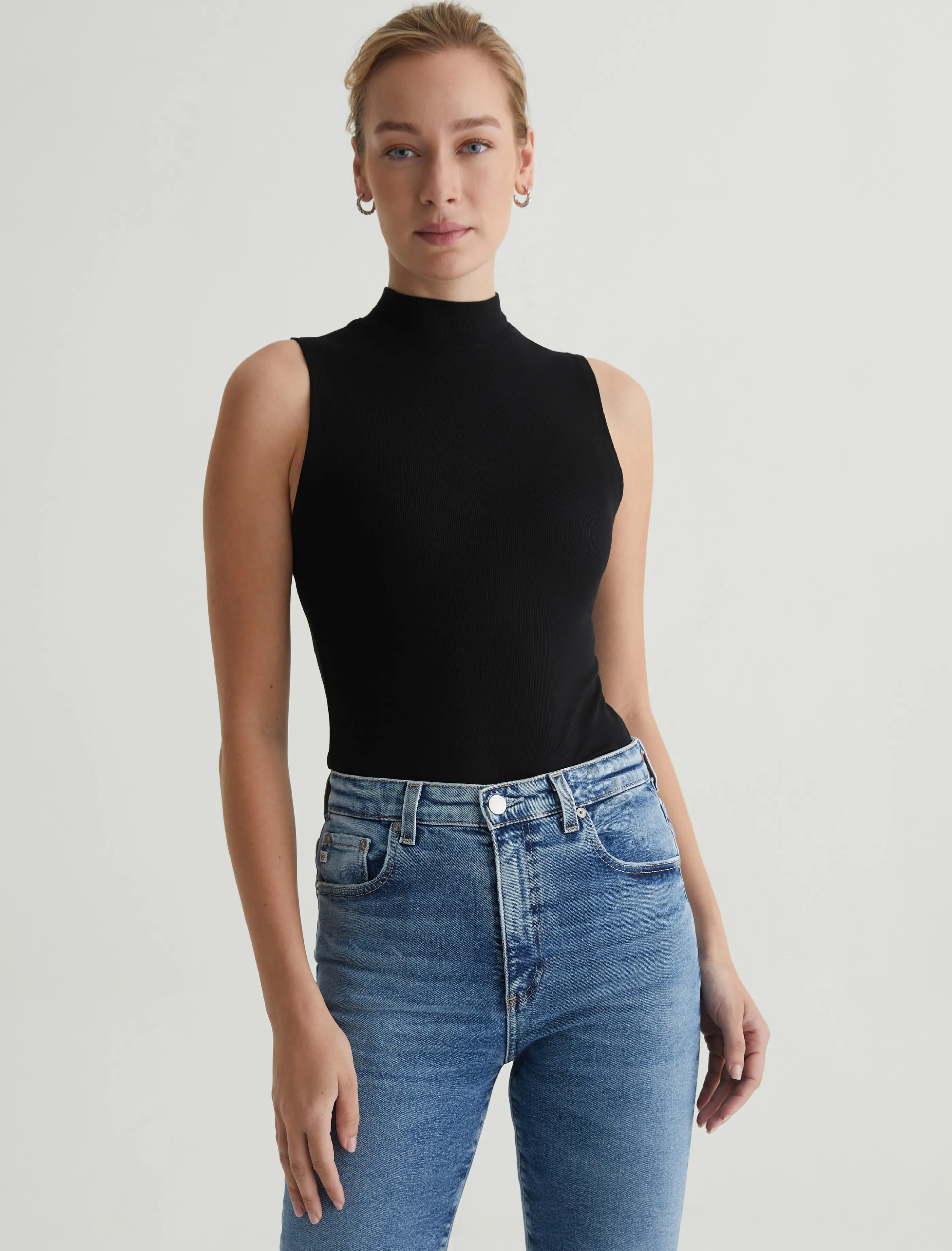 AG Jeans Edie Sleeveless Turtleneck True Black Best Sale