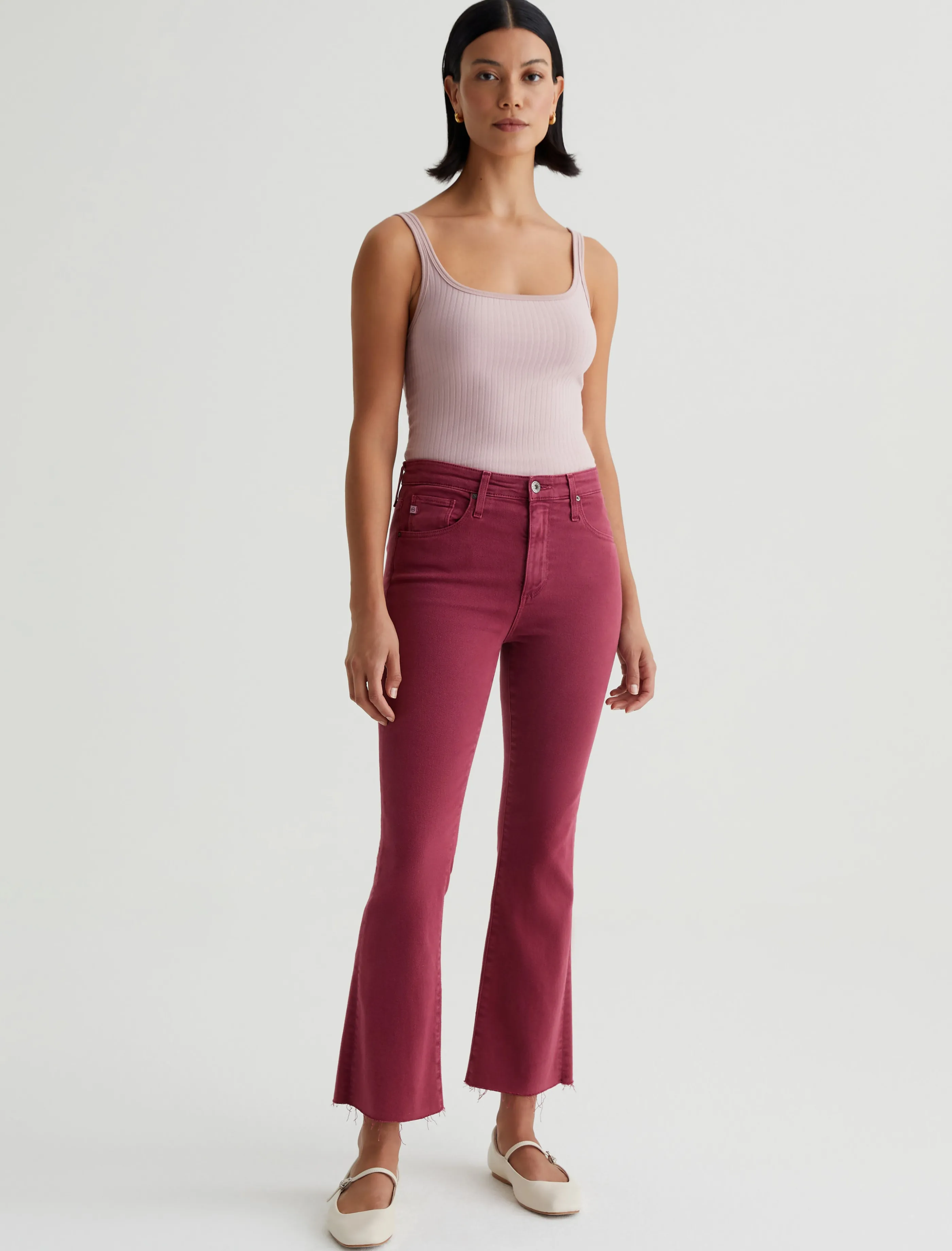 AG Jeans Farrah Boot Crop Hi-White Twilight Magenta Shop