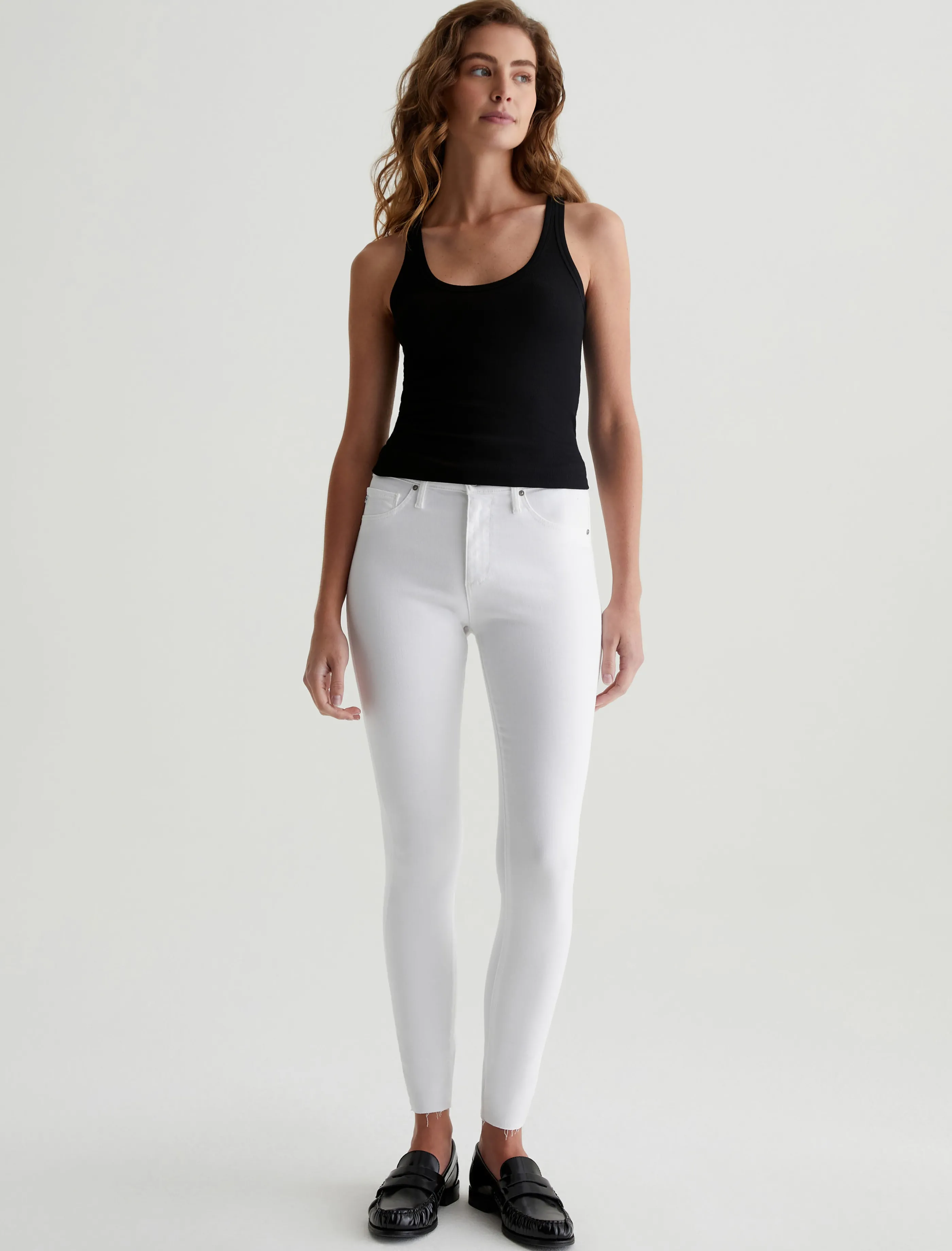 AG Jeans Farrah Skinny Ankle White Clearance