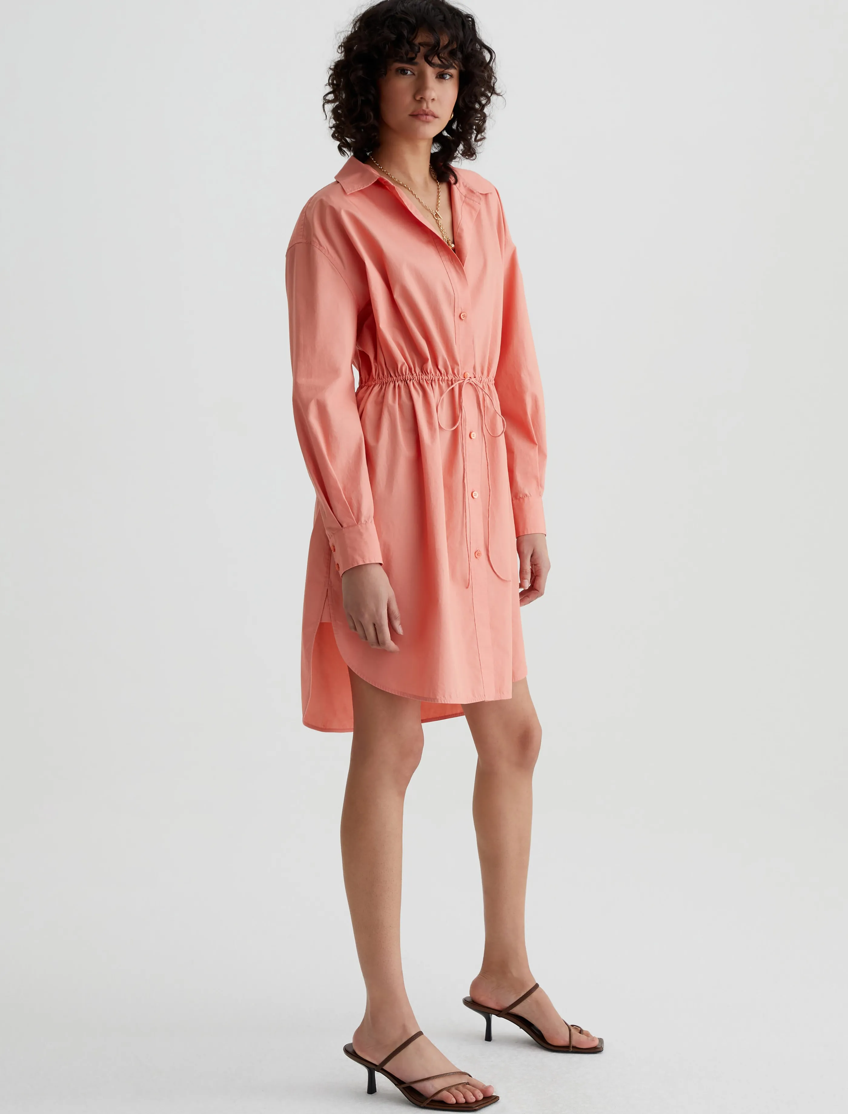 AG Jeans Jolie Shirt Dress Pink Peach Clearance