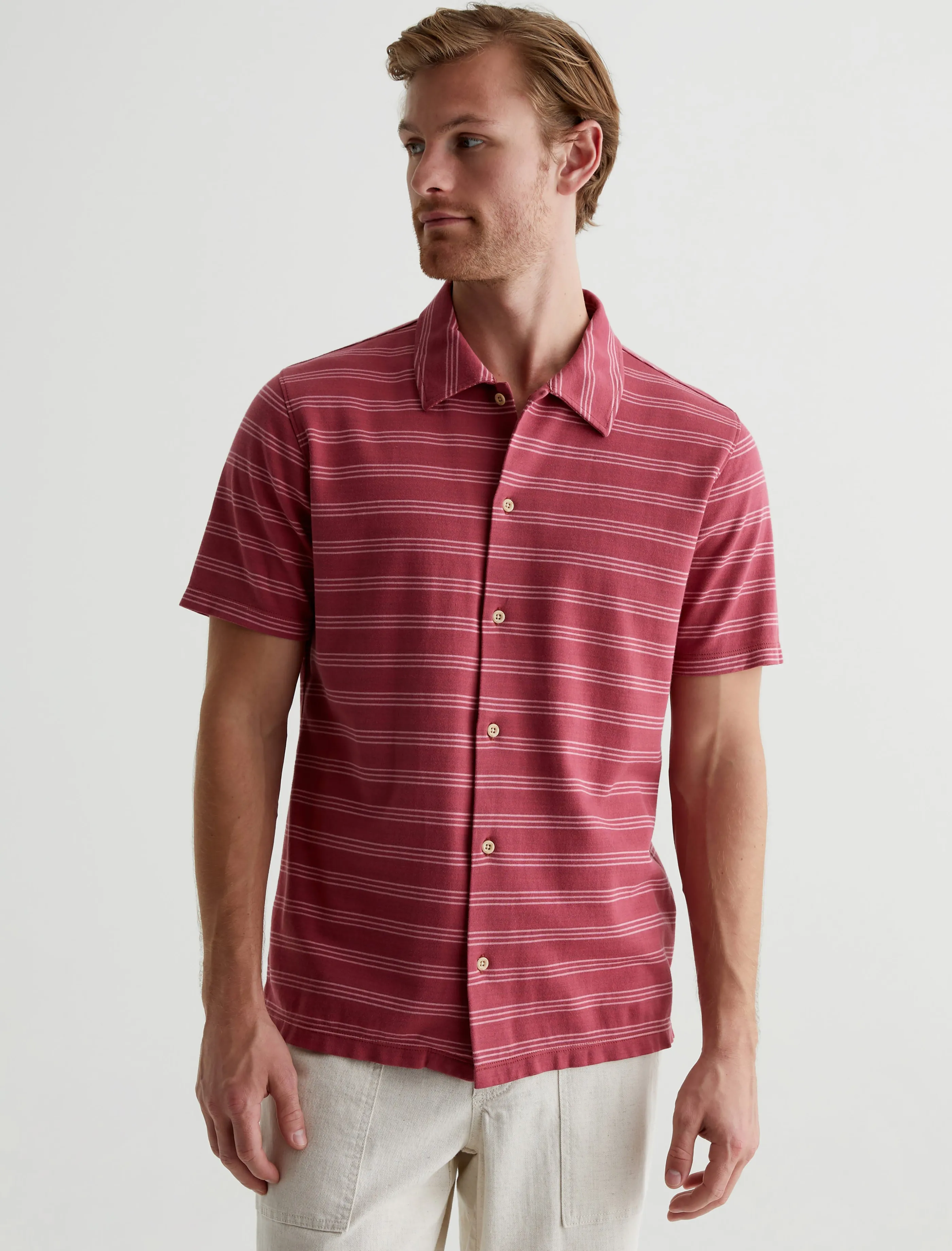 AG Jeans Nathaniel Terrace Stripe Crimson Clay Clearance