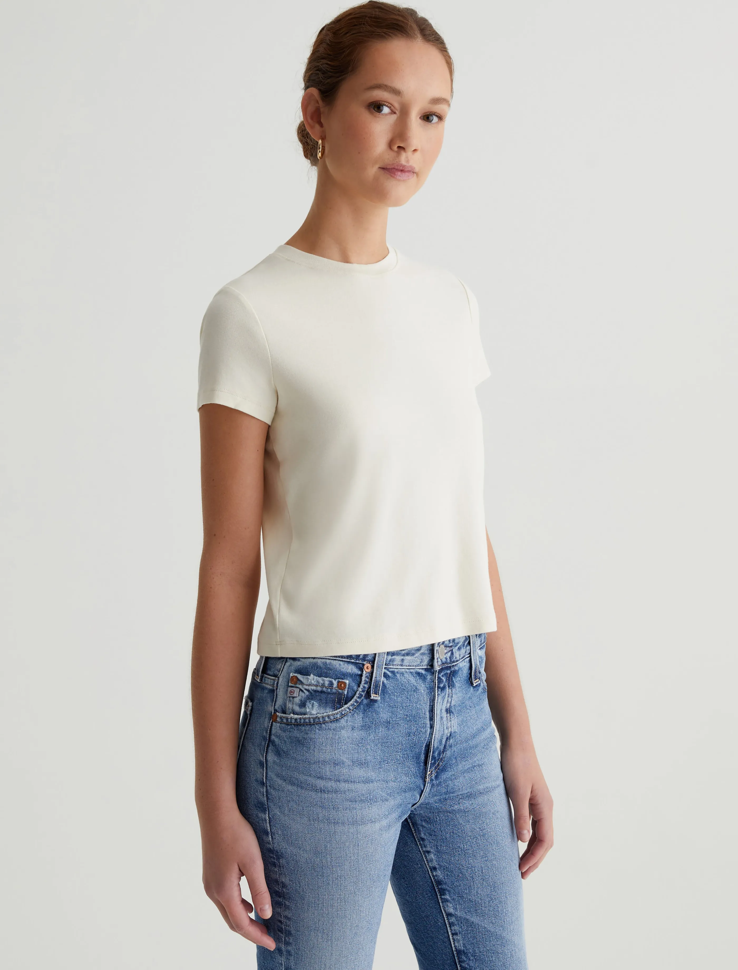 AG Jeans Sadie Crew Ivory Dust Outlet