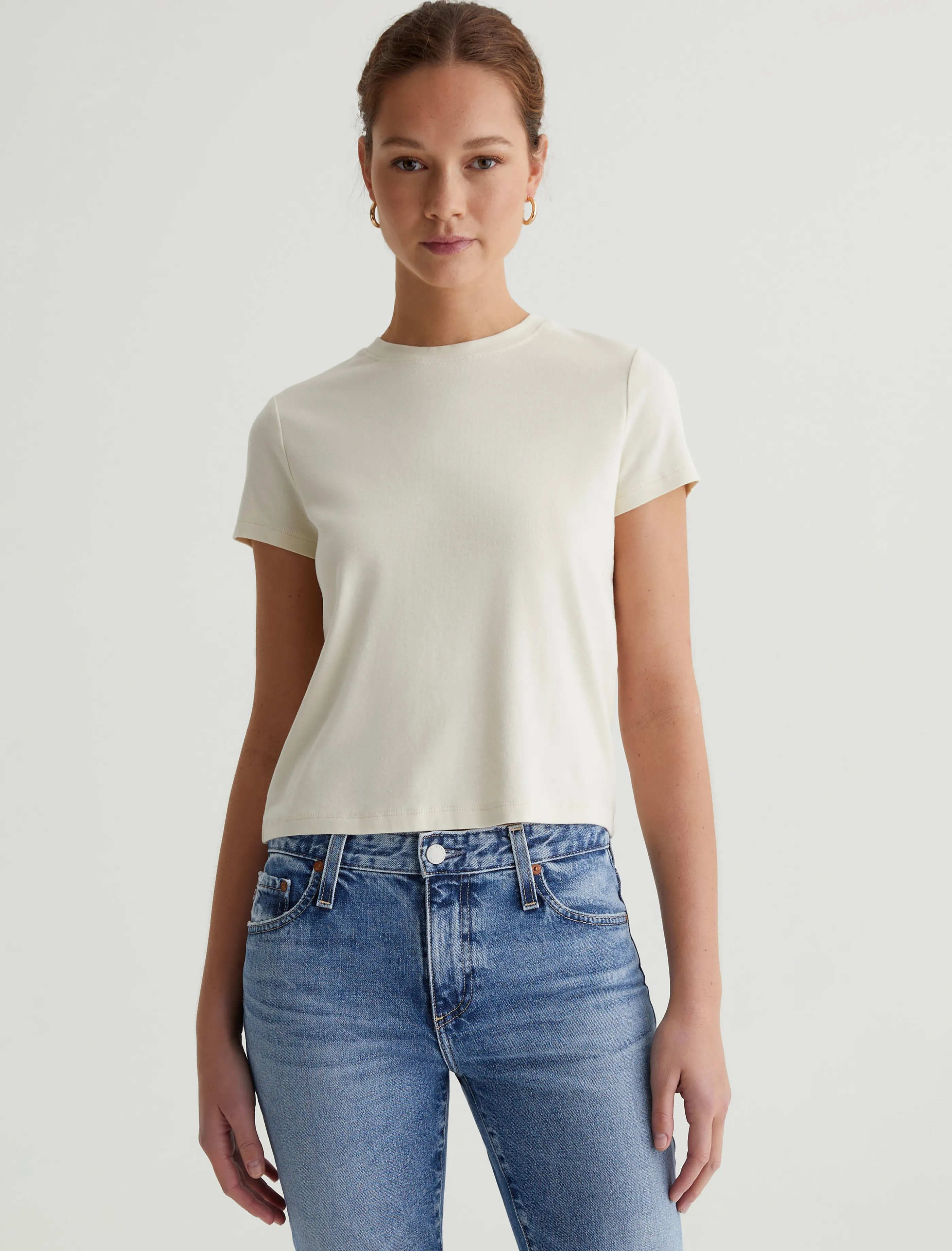 AG Jeans Sadie Crew Ivory Dust Outlet